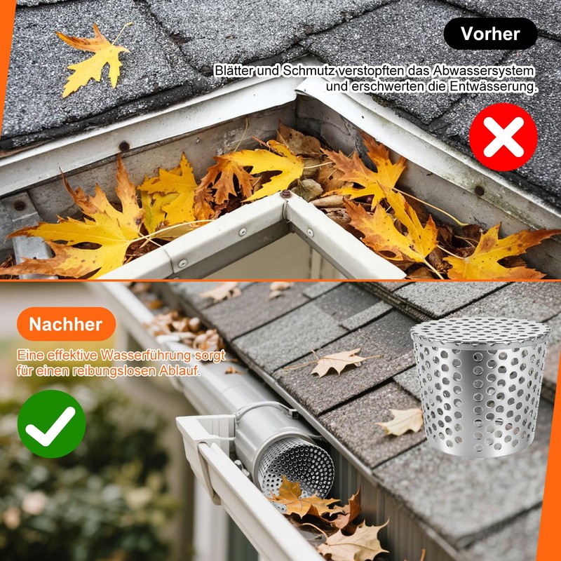 KOVSGQ Gutter Leaf Protection Rain Gutters Leaf Protection Downpipe Filter