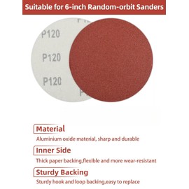 40Pcs Hook and Loop Sanding Disc 150mm Sandpaper for Random Orbital Sander 40 Grit, 6 Inch Sanding Paper Replaceable Sandpaper Discs for Sanding and Polishing Wood, Metal, Car, Furniture