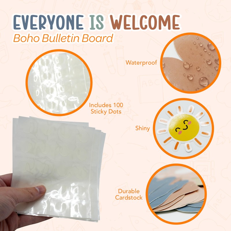 4E's Novelty 46 Pcs "Everyone is Welcome" Boho Classroom Bulletin