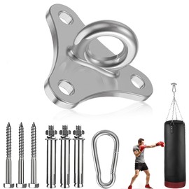 JSUOEO Ceiling Hook Heavy Duty M8 Eye Plate Swing Hook Up to 500 kg 304 Stainless Steel Hammock Hook Wall Eyelet Hook Ceiling Mount for Wooden Beams Hanging Chair Punch Bags Sling Trainer Yoga