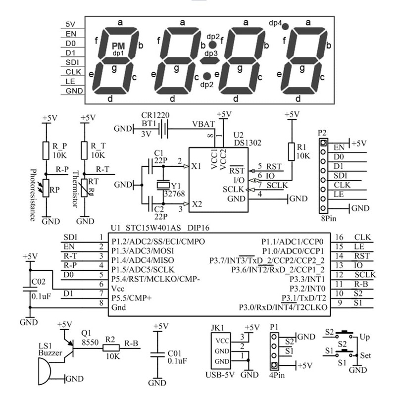 Gikfun 4-Digit LED Electronic Alarm Clock DIY Kits with Acrylic