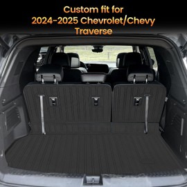 Sze Cargo Mat with Backrest Mats for 2024 2025 Chevy Traverse Trunk Mat TPE Seats Back Mat All Weather Cargo Liner for Chevy Traverse Accessories (Cargo Mat+Backrest Mat)