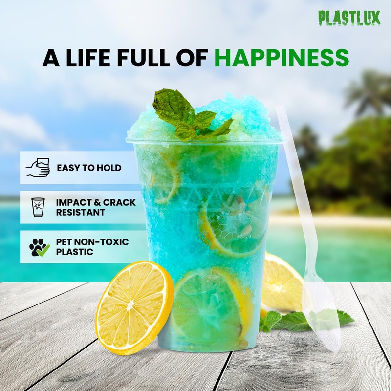 PLASTLUX 110 Pcs Clear Party Cups, 9 Ounce Clear Plastic