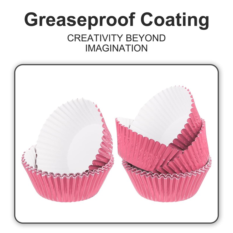 sourcing map 300 Pcs Foil Cupcake Liners, Muffins Metallic Baking
