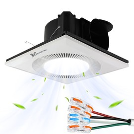 ApexscnView Bathroom Exhaust Fan with Light, 26W 6400K Fan and LED Light Combo for Home, 130 CFM, 1.0 Sones Quiet Square Bathroom Vent Fan Light Combo,4 In Duct 110V (White, Without Plug)