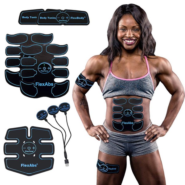 Abs Stimulator Muscle Toner - FDA Cleared | Rechargeable Wireless EMS Massager | The Ultimate Electronic Power Abs Trainer for Men Women & Bodybuilders | Abdominal, Arm & Leg Training (3 Motors)