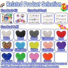 Yowamho 1000 Pcs Beads Fuse Beads - 5mm Pink Melting Beads for Crafts, Hama Beads Bulk Refill Kit.