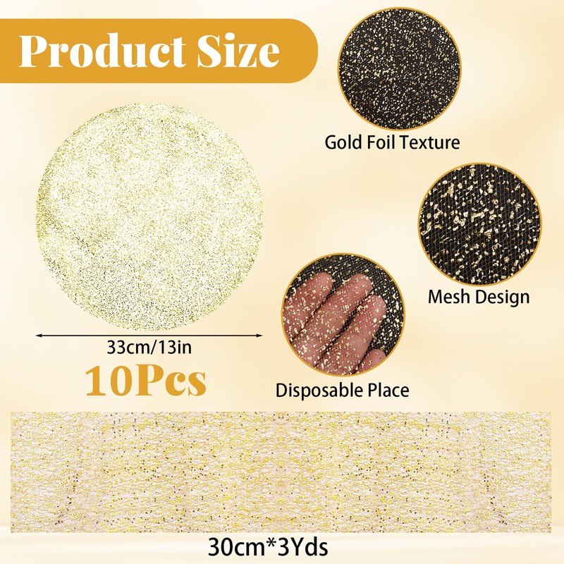 URROMA Meal Mats,Disposable Gold Starry Sky Pattern Placemats Set Dining