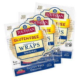 Toufayan Gluten Free Wraps, Original – 3 Packs (18 Total), Soft 9″ Tortilla-Style Wraps, Vegan, Kosher, Freeze for Freshness
