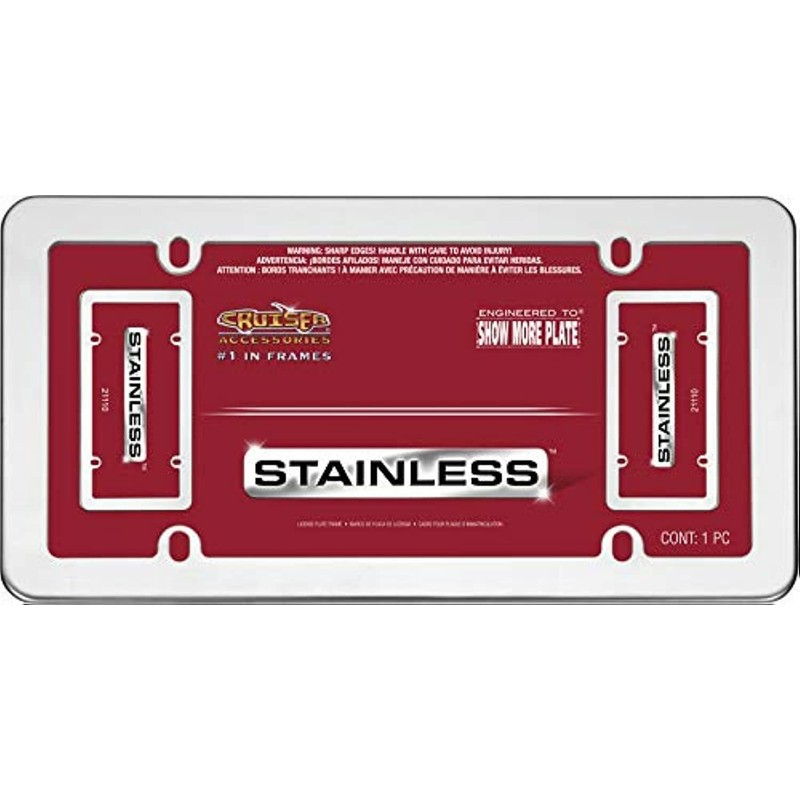 Cruiser Accessories 21110 Stainless License Plate Frame, Stainless Steel