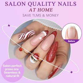 LuckForever 576pc Stiletto Press on Nails Long Fake Nails with Adhesive Tabs, Long False Nails Press ons Nail Stiletto Glue on Nails Artificial Fingernails Acrylic Stick Nail for Women Girls