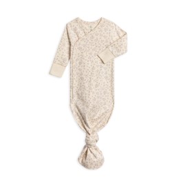 Colored Organics Baby Organic Cotton Knotted Gown - Infant Indy Kimono Gown with Mitten Cuffs - Maria Floral/Lilla NB