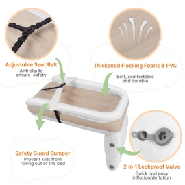 PAHTTO Inflatable Airplane Bed for Kids, Portable Toddlers Airplane Blow Up Bed for Travel, Inflatable Baby Bed Mattress with Hand Pump, Toddler Travel Essentials
