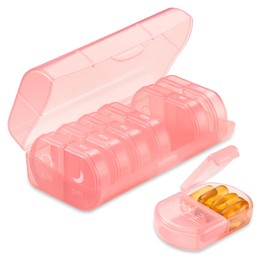 Weekly Pill Organizer 2 Times a Day Compact Pill Box 7 Day Pill Case Medication Reminder Portable Travel Pill Dispenser for Pills,Vitamin,Fish Oil