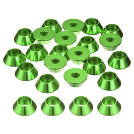 sourcing map M6 Cone Cup Countersunk Washers, 20 Pcs Anodized Aluminum Gaskets Cup Head Washer Gasket, Cup Screw Counterbore Gasket for Mechanical Accessories Parts, Green
