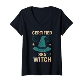 Womens Grumpy Mermaid Sarcastic Sea Witch Ocean Humor Coastal Gift V-Neck T-Shirt