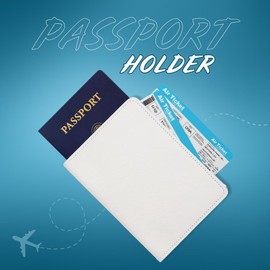 Everwish Creations Travel Set | Saffiano Leather Compact Card Wallet, Passport Holder & Luggage Tag | Travel Organizer Set | Stylish/Functional Airport Accessories for Men & Women | White