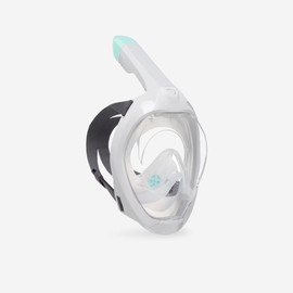 SUBEA TRIBORD Easybreath 500 Full Face Snorkeling Mask (2024 Version) with Dry-top Release, Panoramic 180º View, Anti-Fog. Includes a Large Microfiber Cloth 6.6" x 5,7" (Gray, S/M)