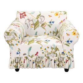 FUANGUI Armchair Slipcover Armchair Cover 1 Piece, Stretch Sofa Couch Cover with Skirt, Couch Slip Covers Pet Friendly, Washable Couch Covers for Sofa, Printed Furniture Protector (1-Seater, 31"-47")