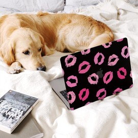 Seorsok Compatible with MacBook Pro 13 inch Case M2 2023,2022,2021-2016 A2338 M1 A2251 A2289 A2159 A1989 A1708 A1706,Elegant Plastic Hard Case with Keyboard Cover,Sexy Kisses Lips Print,Hot Pink