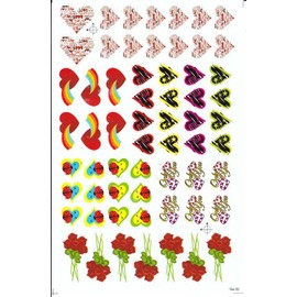 Hearts Heart Love Colorful sticker 1 Sheet 270 mm x 180 mm Sticker Set 62 Pieces Craft Party