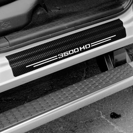 4 Pcs Carbon Fiber Car Door Sill Scuff Plate Auto Door Entry Guard Scratch Shield for GMC Sierra 3500HD Auto Accessories (White, 3500HD)