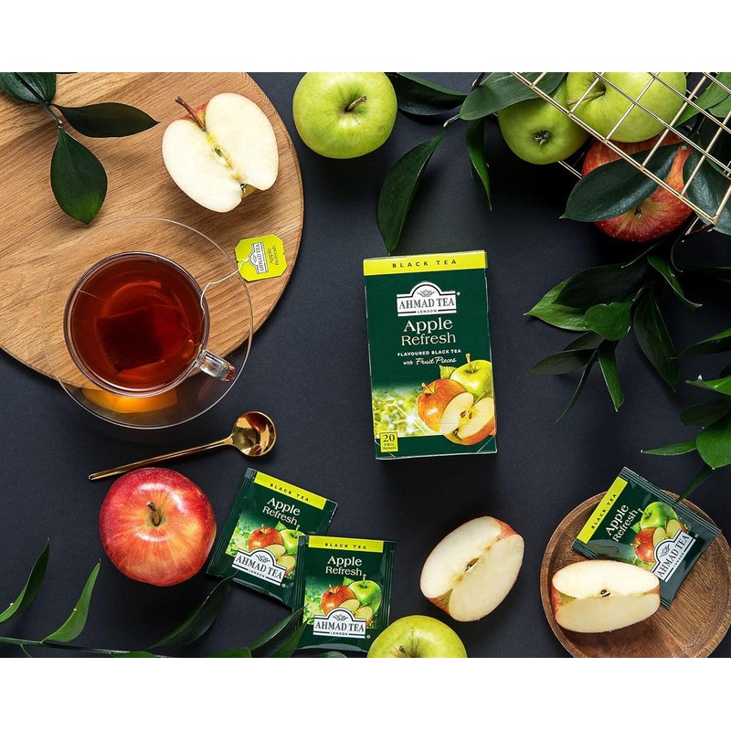 Ahmad Tea Black Tea, Apple Refresh Teabags, 20 ct (Pack