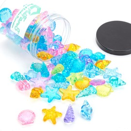 AiFanS Plastic Sea Shells, Conch, Starfish for Fish Tank, Vase Filler, Diving Gems, Beach Themed Decorations(Assorted Color,80 Pieces)