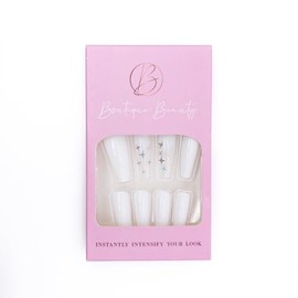 Boutique Beauty Premium Press On Nails (Andromeda) – Unique, Durable, and Trendy Designs with Adhesive Tabs - Long Coffin Shape