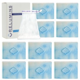 Relumins Glycolic Acid Soap Bar with Aloe and Salicylic Acid – Gentle AHA Mild Peel for Smoother, Soothing Skin | Exfoliating Bar Soap with Professional Spa Formula, 135g x 10 Bars includes Net