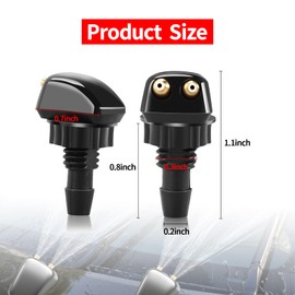 2 PCS Front Windshield Washer Nozzle, Double-hole Straight Column Water Spray Nozzle, Car Wiper Washer Nozzle, Fit for Most Vehicles (Black)