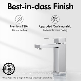 KES Bathroom Faucet Sink Faucet, Washroom Vanity Faucet Single Hole Bathroom Faucets cUPC Certified Lead-Free Brass Chrome Finish, L3120ALF-CH