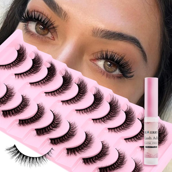 Strip Lashes Kit Wispy False Eyelashes With Strip Lash Glue