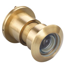 TOGU TG3828YG-SC Solid Brass UL Listed 220-degree Door Viewer Peephole with Heavy Duty Privacy Cover for 1-3/5" to 2-1/6" Doors, Brushed Gold Finish