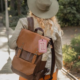 Yetmadi Pink Preppy Luggage Tag, Trendy Queen of Hearts Card Luggage Tags for Suitcases Women Teen Girls, Preppy Stuff, Privacy Protection PU Leather Travel Name Tags Identifiers for Luggage