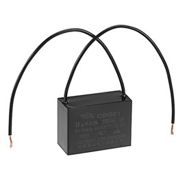 uxcell Ceiling Fan Capacitor CBB61 15uF 250V AC 2 Wires Metallized Polypropylene Film Capacitor 47x34x22mm for Electric Fan Pump Motor Generator