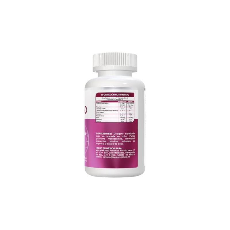Colágeno con Astaxantina y Keratina con 60 capsulas de 500mg