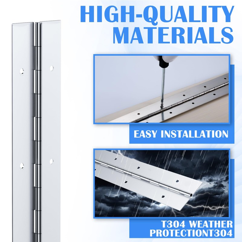 Gisafai 2 Pack Continuous Piano Hinges, Heavy Duty Stainless Steel