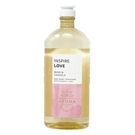 Generic Bath and Body Work Aroma Inspire Love ROSE & VANILLA Full Size Body Wash + Foam Bath Bundle - Lot of 2, pink