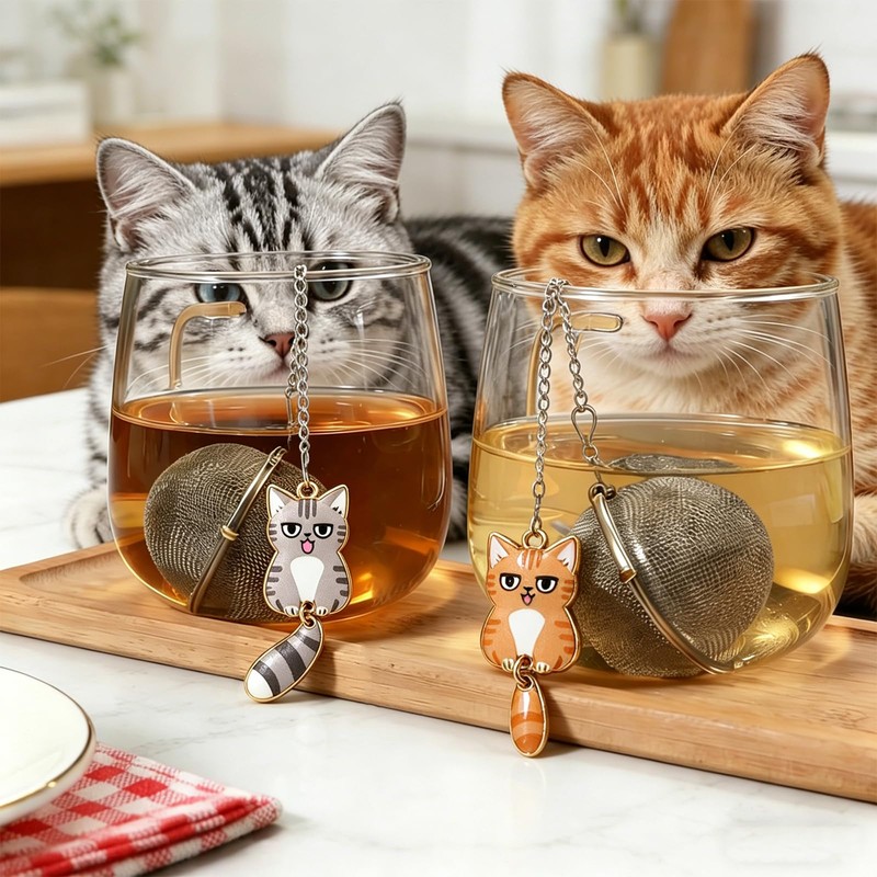 PUSCOBSY Cat Tea Infusers for Loose Leaf Tea, 2PCS Stainless