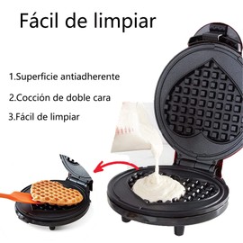 Mini Wafflera Eléctrica de Forma corazón,con Doble Planchas Antiadherentes,Mini wafflera para niños,para Hacer panini,Desayuno Rápido, Waffle,Sandwich,Panqueques