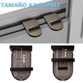 4 PACK Seguro para Ventana Corrediza, de Cerradura de Ventana Corrediza, Protección para Niños y Animales, Cerraduras de Puerta de Seguridad Antirrobo para Oficina y Hogar (Marrón)