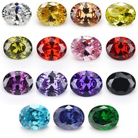 JINGANGZUO 15pcs 10x12mm Oval Shape Cubic Zirconia Stone Mix 15 Colors 5A Loose CZ Synthetic Gemstone for Jewelry Making 1pcs each color