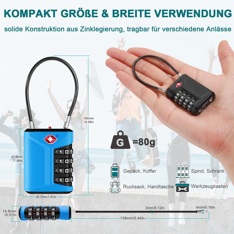 ZHEGE TSA Suitcase Lock, TSA Lock 4 Digit, Tent Lock,