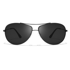 SODQW Men's Polarised Sunglasses with UV400 Protection, Retro Oval Style Aluminium Metal Frame, Ultra Light D-Stylish and Stylish Glare Blocking, black/grey