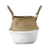 Foldable Storage Baskets Laundry Straw Patchwork Home Seagrass Belly Garden