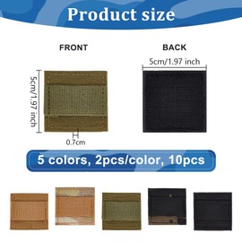 OLYCRAFT 10Pcs 5 Colors Tactical Headphone Cable Storage Board 2x2 Inch Tactical Headphone Cable 7mm Thick Reusable Fastening Cable Ties with Hook and Loop Sticker for Tactical Helmet Headset