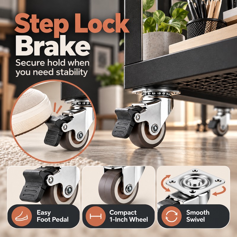 Furniture Swivel Caster Wheels for Trolleys – 4PCS Soft Rubber