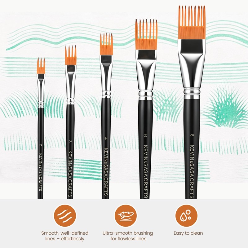 Professional 5-Piece Grainer Paint Brush Set for Acrylic, Oil &