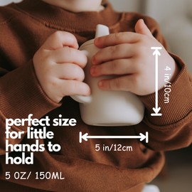 KIDSco. Silicone Sippy Cups with Easy Grip Transition Handle, a Soft Spout and Straw. A Non Toxic No Spill Unbreakable Training Cup. 150ml/5oz |2-PACK Green and Sandy Shore|